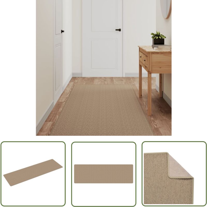 Tapis de couloir aspect sisal sable 80x250 cm - Tapis De Couloir - Tapis Entrée - Tapis Sisal - Tapis Brun - Tapis Décoratif - The Living Store