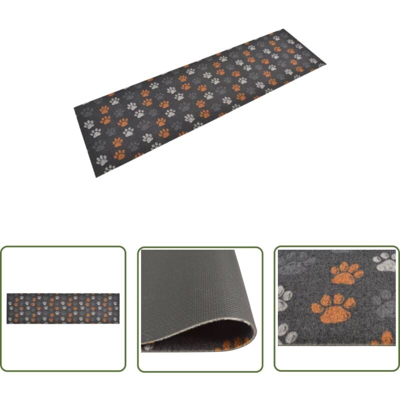 The Living Store - Tapis de cuisine lavable impression de pattes 45x150 cm velours - Tapis De Cuisine - Tapis Absorbant - Tapis Décoratif - Tapis