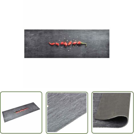 The Living Store Tapis de cuisine lavable Poivre 60x180 cm - Tapis De Cuisine - Tapis Absorbant - Tapis Entrée - Tapis Intérieur - Tapis Noir