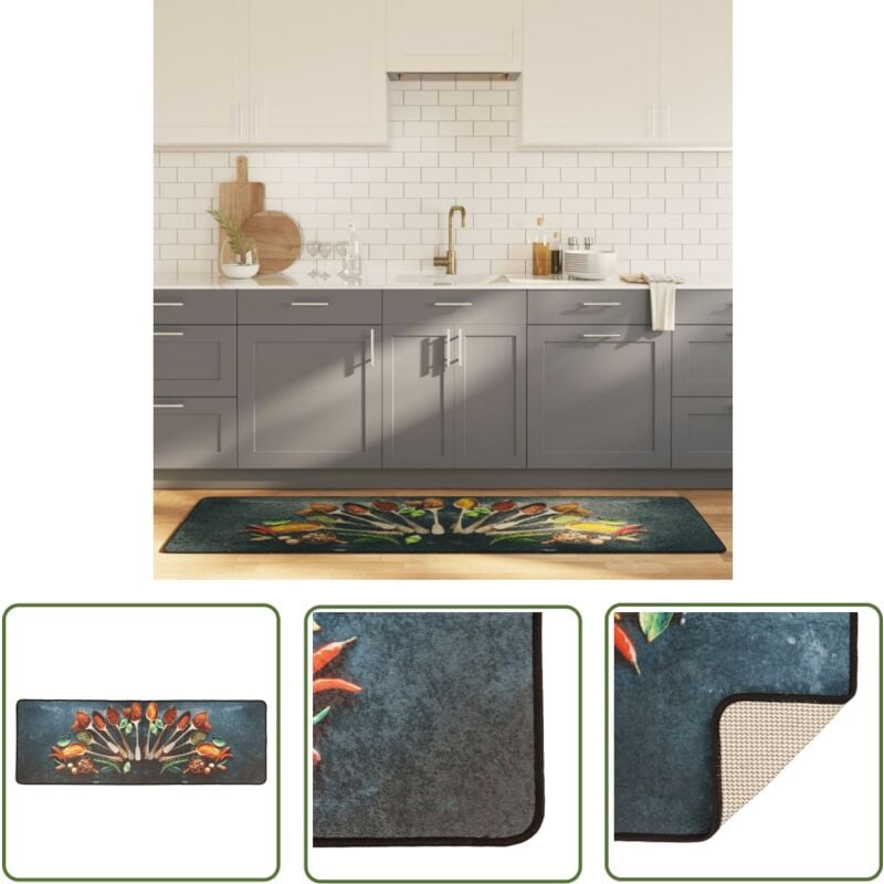 The Living Store Tapis de cuisine multicolore 60x180 cm lavable antidérapant - Tapis De Cuisine - Tapis Moderne - Tapis Coloré - Tapis Antidérapant