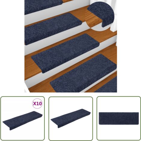 The Living Store Tapis de marches d'escalier 10 pcs 65x21x4 cm Aiguilleté - Tapis D'escalier - Tapis Marche - Décoration Escalier - Protection Glisse - Antidérapant