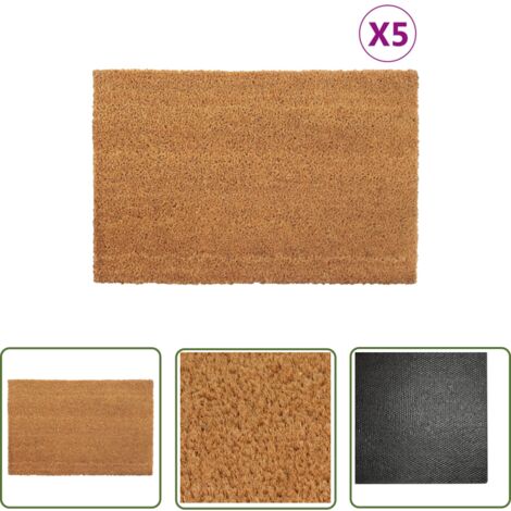 The Living Store Tapis de porte 5 pcs naturel 40x60 cm fibre de coco touffeté - Tapis D'entrée - Paillasson Coco - Tapis Exterieur - Tapis Interieur - Antidérapant