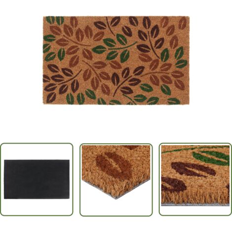 The Living Store Tapis de porte naturel 45x75 cm fibre de coco touffeté - Paillasson Entrée - Tapis D'accueil - Fibre De Coco - Résistant Aux Intempéries - Antidérapant