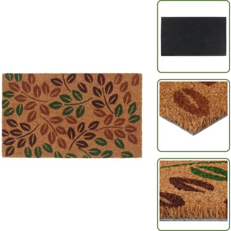 The Living Store Tapis de porte naturel 45x75 cm fibre de coco touffeté - Tapis de sol