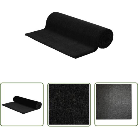The Living Store Tapis de porte noir 100x300 cm fibre de coco touffeté - Tapis D'entrée - Paillasson - Fibre De Coco - Antidérapant - Résistant