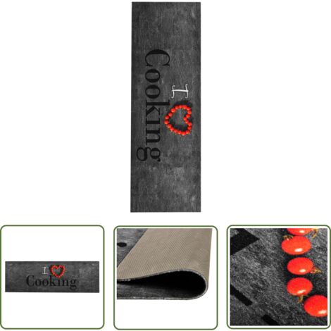 The Living Store Tapis de sol de cuisine lavable Cooking 45x150 cm - Tapis De Sol - Tapis De Cuisine - Paillasson - Tapis Absorbant - Tapis Décoratif