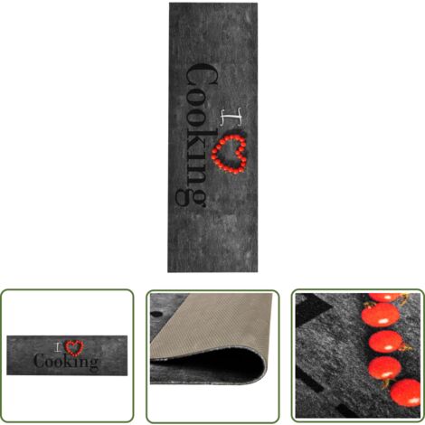 The Living Store Tapis de sol de cuisine lavable Cooking 60x180 cm - Tapis De Sol - Tapis De Cuisine - Paillasson - Tapis Absorbant - Tapis Décoratif