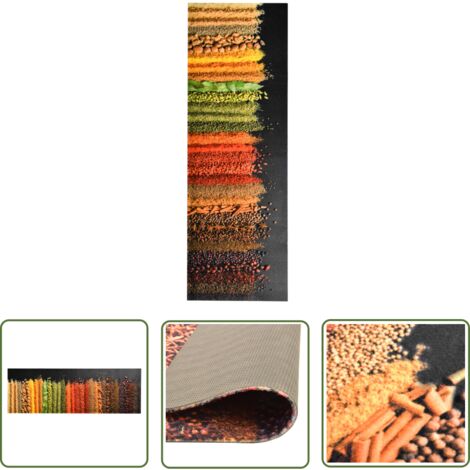 The Living Store Tapis de sol de cuisine lavable Épice 60x180 cm - Tapis De Sol - Tapis De Cuisine - Paillasson - Tapis Absorbant - Tapis Décoratif