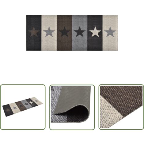 The Living Store Tapis de sol de cuisine lavable Étoile 60x180 cm - Tapis De Sol - Tapis De Cuisine - Paillasson - Tapis Entrée - Tapis Décoratif