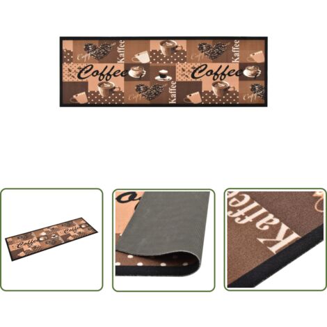 The Living Store Tapis de sol de cuisine lavable Marron café 45x150 cm - Tapis De Sol - Tapis De Cuisine - Paillasson - Tapis Entrée - Tapis Absorbant