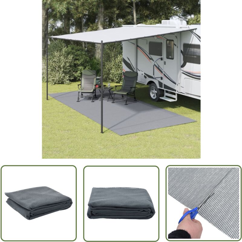 The Living Store - Tapis de tente gris clair 6x2,5 m - Tappeto Da Campeggio - Tappetino Tenda - Tappeto Esterno - Tappetino Impermeabile - Tappettino
