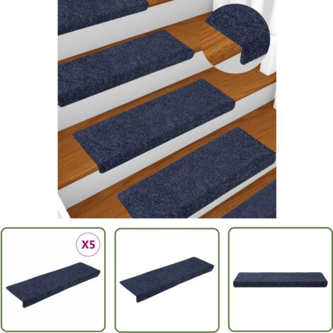 The Living Store Tapis d'escalier 5 pcs Tissu aiguilleté 65x21x4 cm Anthracite - Tapis D'escalier - Tapis Marche - Décoration Escalier - Antidérapant - Isolant Phonique