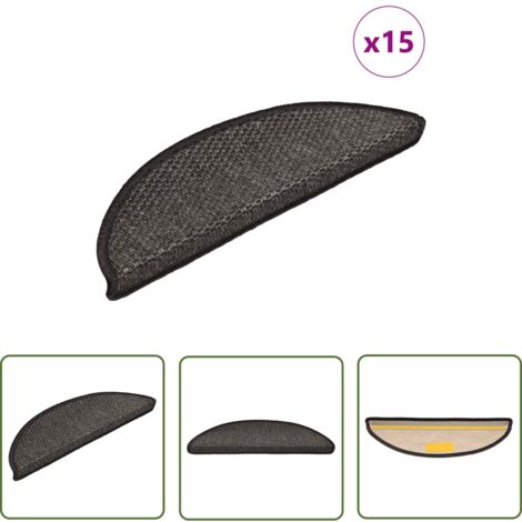 The Living Store Tapis d'escalier autocollants 15 pcs 56x17x3 cm Anthracite - Tapis D'escalier - Tapis Marche - Antidérapant - Décoration Escalier - Protection Escalier