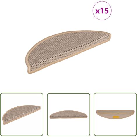 The Living Store Tapis d'escalier autocollants 15 pcs 56x17x3 cm Beige clair - Tapis D'escalier - Tapis Marche - Antidérapant - Décoration Escalier - Protection Escalier