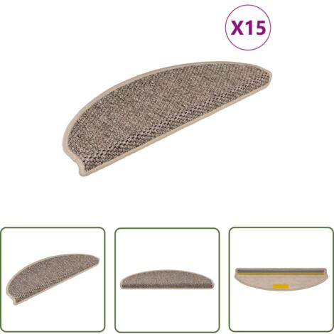 The Living Store Tapis d'escalier autocollants 15 pcs 65x21x4 cm Beige foncé - Tapis D'escalier - Tapis Marche - Antidérapant - Décoration Escalier - Protection Escalier