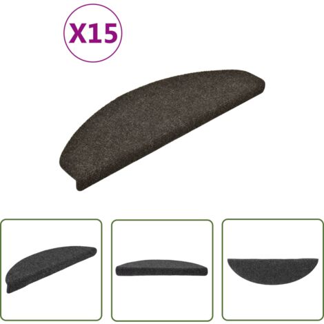 The Living Store Tapis d'escalier autocollants 15 pcs anthracite 65x21x4 cm - Tapets D'escaliers - Tapis Marche - Tapis Antidérapant - Tapis Escalier Anthracite - Protection Escalier