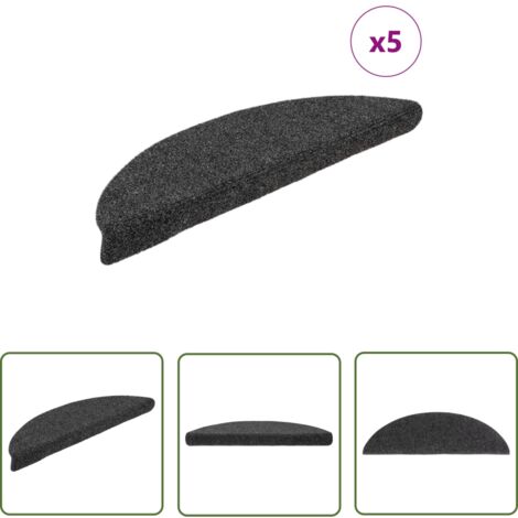 The Living Store Tapis d'escalier autocollants 5 pcs anthracite 56x17x3 cm - Tapis D'escalier - Tapis Marche - Antidérapant - Protection Escalier - Insonorisant