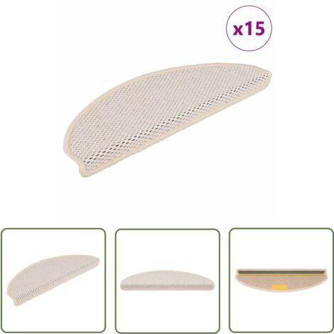 The Living Store Tapis d'escalier autocollants aspect sisal 15 pcs 65x21x4 cm - Tapis D'escalier - Tapis Marche - Antidérapant - Protection Escalier - Décoration Escalier