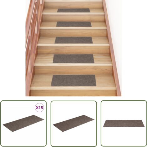 The Living Store Tapis d'escalier autocollants Rectangulaire 15 pcs 60x25cm Crème - Tapis D'escalier - Tapis Autocollant - Tapis Marche - Protection Escalier - Antidérapant