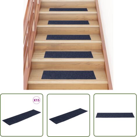 The Living Store Tapis d'escalier autocollants Rectangulaire 15 pcs 76x20 cm - Tapis D'escalier - Tapis Autocollant - Tapis Marche - Protection Escalier - Antidérapant
