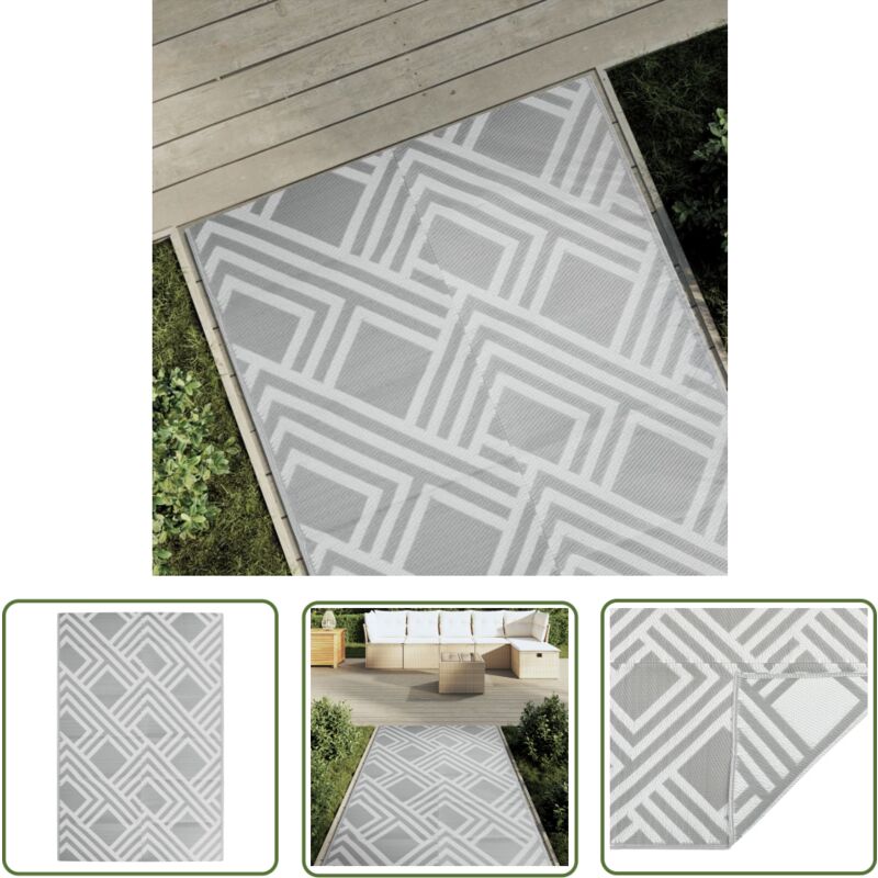 The Living Store - Tapis d'extérieur arakil Gris 120x180 cm pp - Tapis Exterieur - Tapis De Jardin - Tapis Design - Tapis Rectangulaire - Tapis