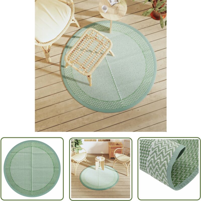 The Living Store - Tapis d'extérieur arakil vert Ø120 cm pp - Tapis Exterieur - Tapis De Jardin - Tapis Rond - Tapis Durable - Tapis Résistant Aux Uv
