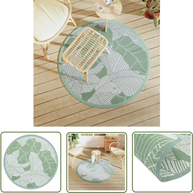 The Living Store - Tapis d'extérieur arakil vert Ø120 cm pp - Tapis Exterieur - Tapis De Jardin - Tapis Rond - Tapis Lavable - Décoration Extérieur