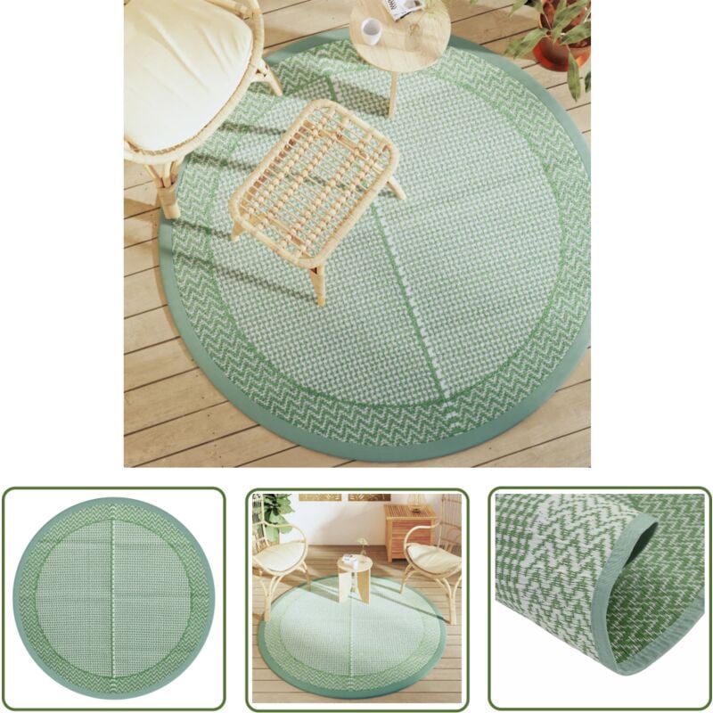 The Living Store - Tapis d'extérieur arakil vert Ø160 cm pp - Tapis D'extérieur - Tapis De Jardin - Tapis Rond - Tapis Vert - Tapis Durable
