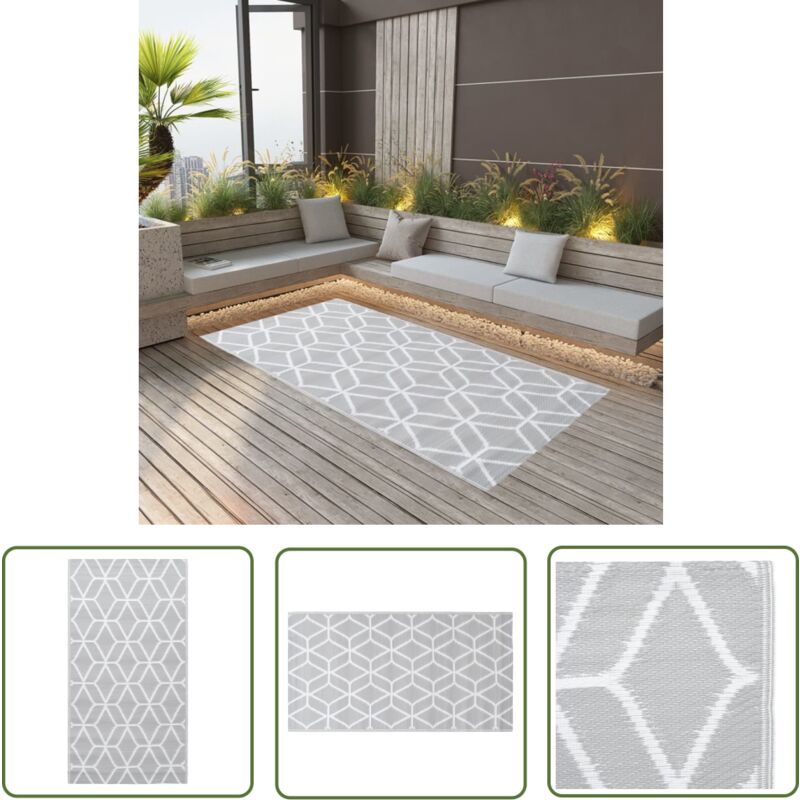 The Living Store - Tapis d'extérieur arakil Gris 160x230 cm pp - Tapis Exterieur - Tapis De Terrasse - Tapis De Balcon - Tapis Design - Motif Jacquard