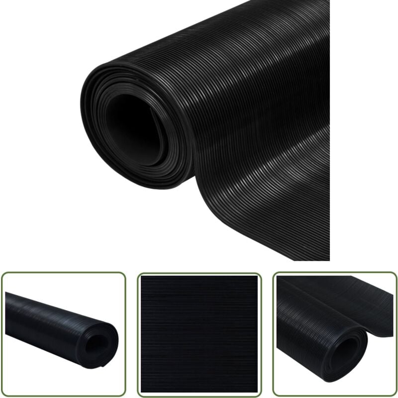 Tapis en caoutchouc antidérapant 1,5x4 m 3 mm Nervure fine - Tapis Caoutchouc - Tapis Antidérapant - Tapis Sol - Revêtement Sol - Protection Sol