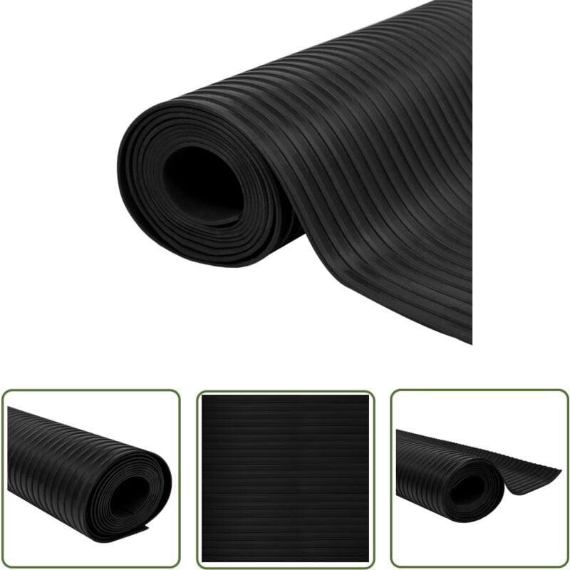 Tapis en caoutchouc antidérapant 1,5x4 m 3 mm Nervure large - Tapis Caoutchouc - Tapis Antidérapant - Tapis Industriel - Protection Sol - Tapis