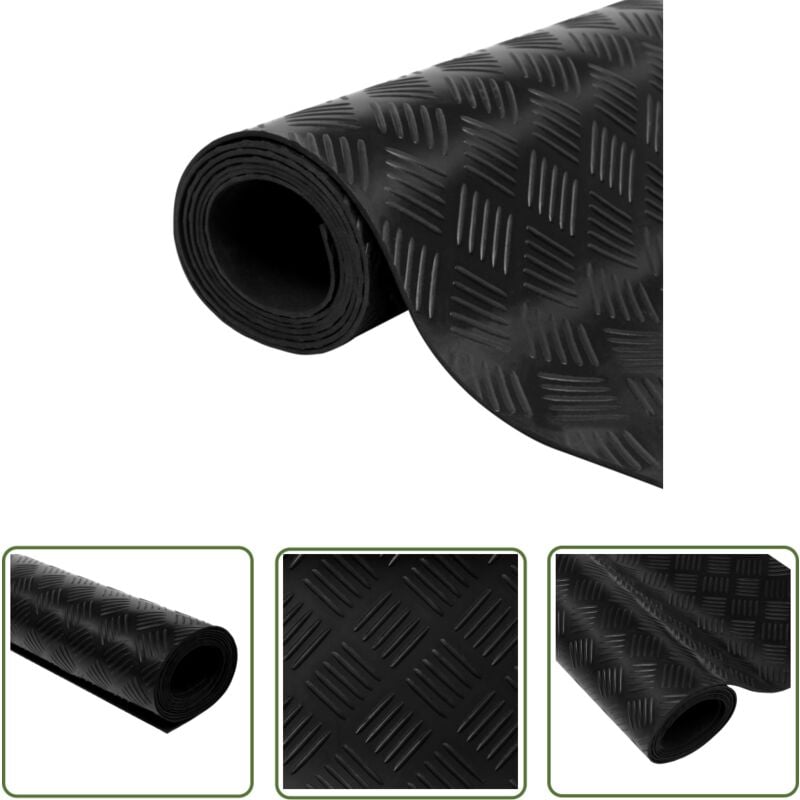 Nova - The Living Store Tapis en caoutchouc antidérapant 5 x 1 m modèle strié - Tapis Caoutchouc - Tapis Antidérapant - Tapis Noir - Tapis Industriel