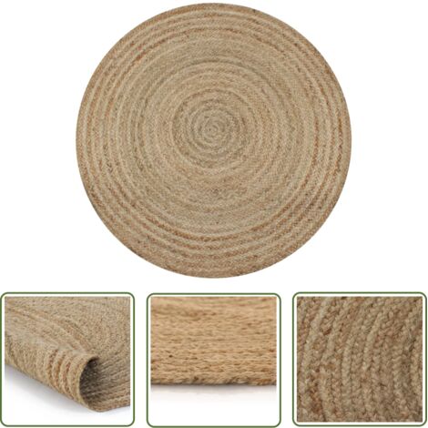 The Living Store Tapis Jute tressé 150 cm rond - Tapis Rond - Tapis Jute - Tapis Artisanal - Décoration Intérieure - Tapis Naturel