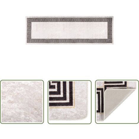 The Living Store Tapis lavable antidérapant 80x300 cm Beige clair - Tapis Design - Tapis Salon - Tapis Chambre - Tapis Entrée - Tapis Moderne