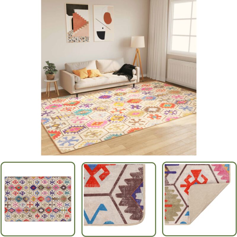 The Living Store - Tapis lavable multicolore 190x300 cm antidérapant - Tapissalon - Tapis Multicolores - Tapis Antidérapant - Tapis Veloutée