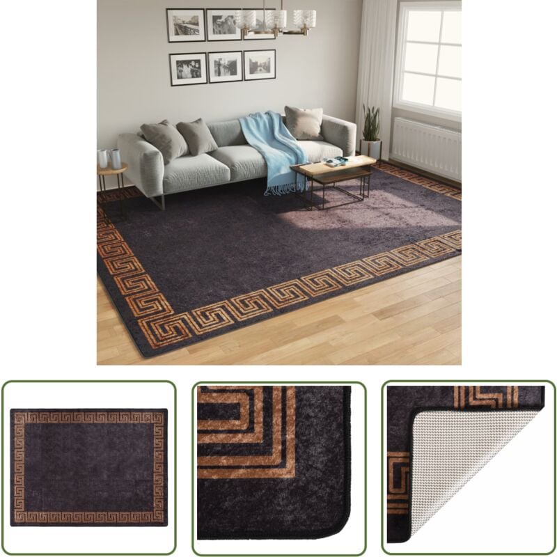Tapis lavable noir et doré 400x300 cm antidérapant - Tapis Salon - Tapis Chambre - Tapis Design - Tapis Moderne - Tapis Antidérapant - The Living