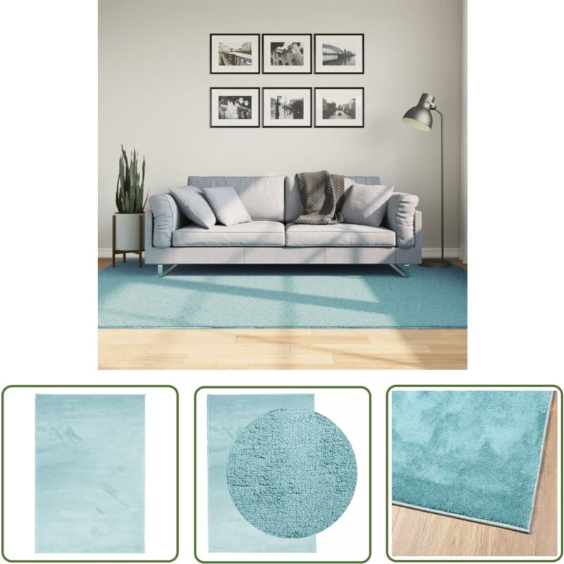 Tapis oviedo à poils courts vert 160x230 cm - Tapis Salon - Tapis Chambre - Tapis Vert - Tapis Design - Tapis Moelleux - The Living Store