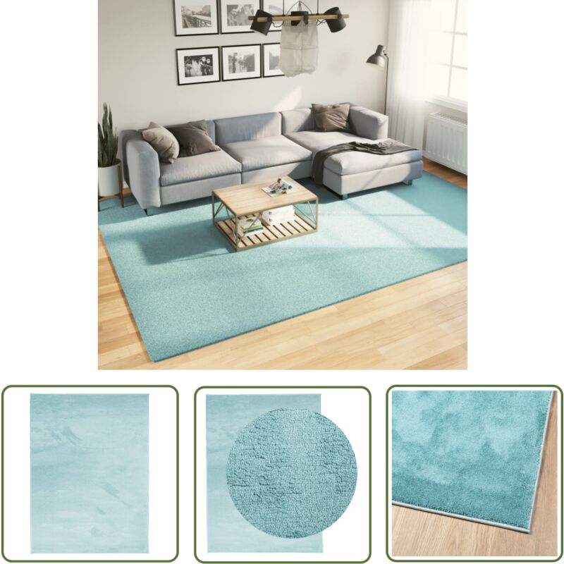 Tapis oviedo à poils courts vert 240x340 cm - Tapis Vert - Tapis Salon - Tapis Chambre - Tapis Moelleux - Tapis Design - The Living Store