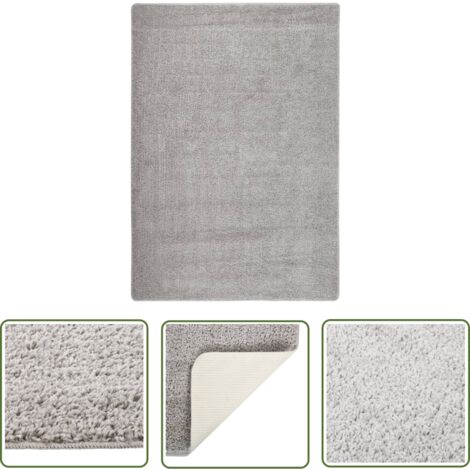 The Living Store Tapis shaggy antidérapant Gris clair 160x230 cm - Tapis Shaggys - Tapis Épais - Tapis Gris - Tapis Salon - Tapis Chambre