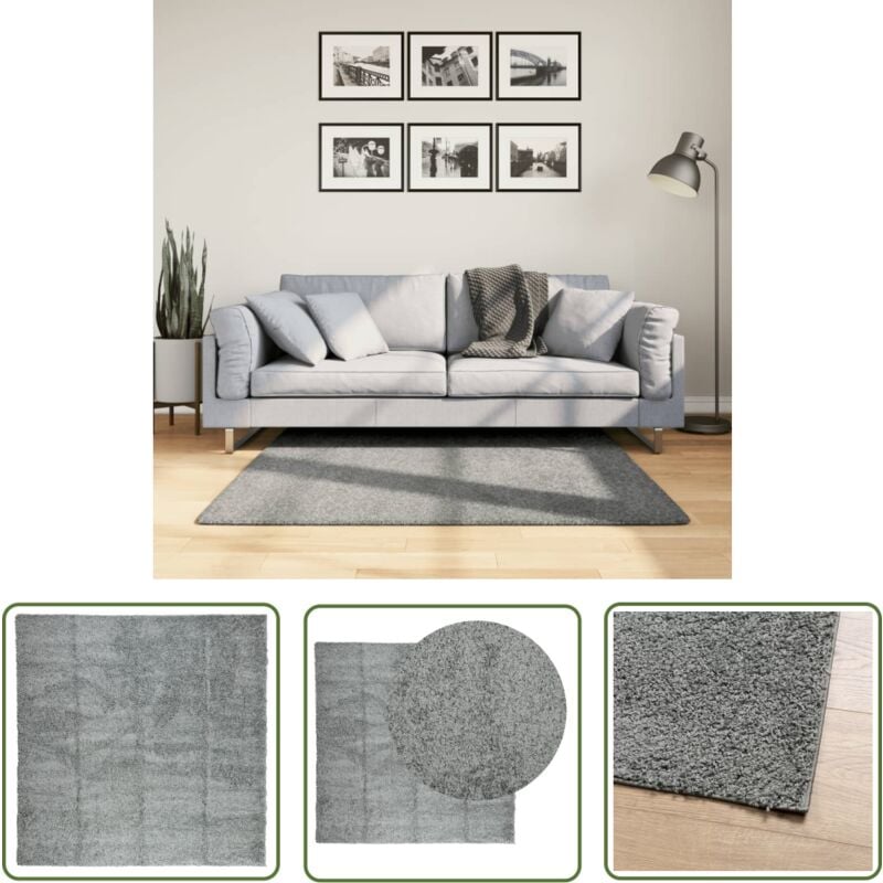 The Living Store - Tapis shaggy pamplona poils longs moderne vert 120x120 cm - Tapis Shag - Tapis Long Poil - Tapis Vert - Décoration Intérieure