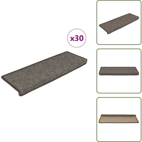 The Living Store Tappeti Adesivi per Scale Sisal 30pz 65x21x4cm Grigio e Beige - Tappeti adesivi