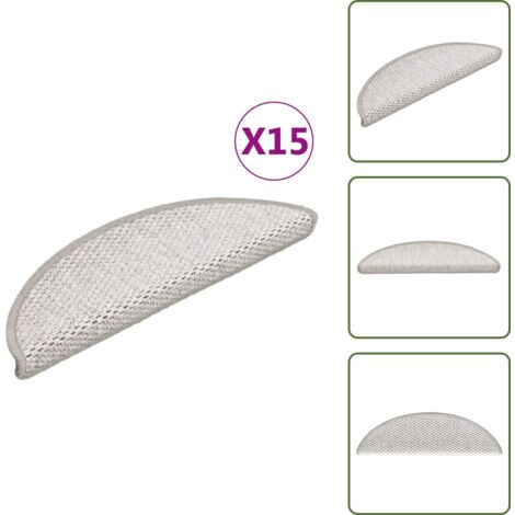 The Living Store Tappeti Adesivi Scale Aspetto Sisal 15 pz 56x17x3 cm Platino - Tappeti antiscivolo