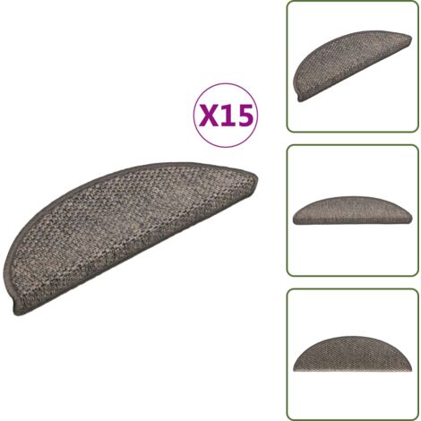 The Living Store Tappeti Adesivi Scale Aspetto Sisal 15 pz 56x17x3cm Grigio e Beige - Tappeti antiscivolo