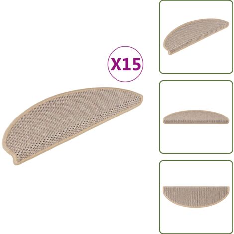 The Living Store Tappeti Adesivi Scale Aspetto Sisal 15pz 65x21x4cm Beige Chiaro - Tappeti antiscivolo