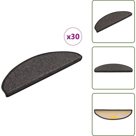 The Living Store Tappeti Adesivi Scale Aspetto Sisal 30 pz 65x21x4 cm Antracite - Tappeti adesivi