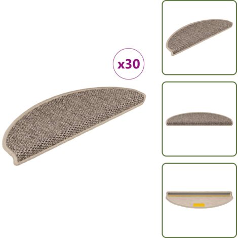 The Living Store Tappeti Adesivi Scale Aspetto Sisal 30 pz 65x21x4cm Beige Scuro - Tappeti adesivi