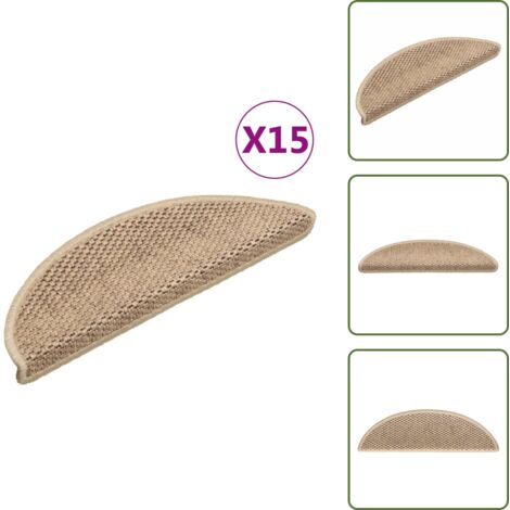 The Living Store Tappeti Autoadesivi Scale Aspetto Sisal 15 pz 56x17x3 cm Sabbia - Tappeti autoadesivi