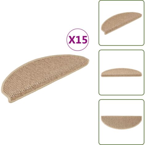 The Living Store Tappeti Autoadesivi Scale Aspetto Sisal 15 pz 65x21x4 cm Sabbia - Tappeti autoadesivi