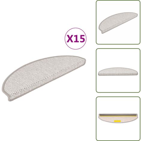 The Living Store Tappeti Autoadesivi Scale Aspetto Sisal 15 pz 65x21x4cm Platino - Tappeti autoadesivi