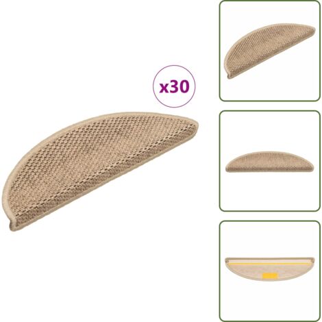 The Living Store Tappeti Autoadesivi Scale Aspetto Sisal 30 pz 56x17x3 cm Sabbia - Tappeti autoadesivi